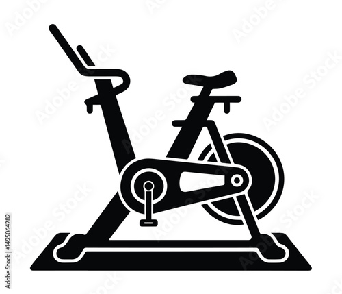 Exercise Bike Logo, Exercise Bike Icon, Exercise Logo, Exercise Bike Silhouette Vector Indoor Cycling Fitness Equipment Icon