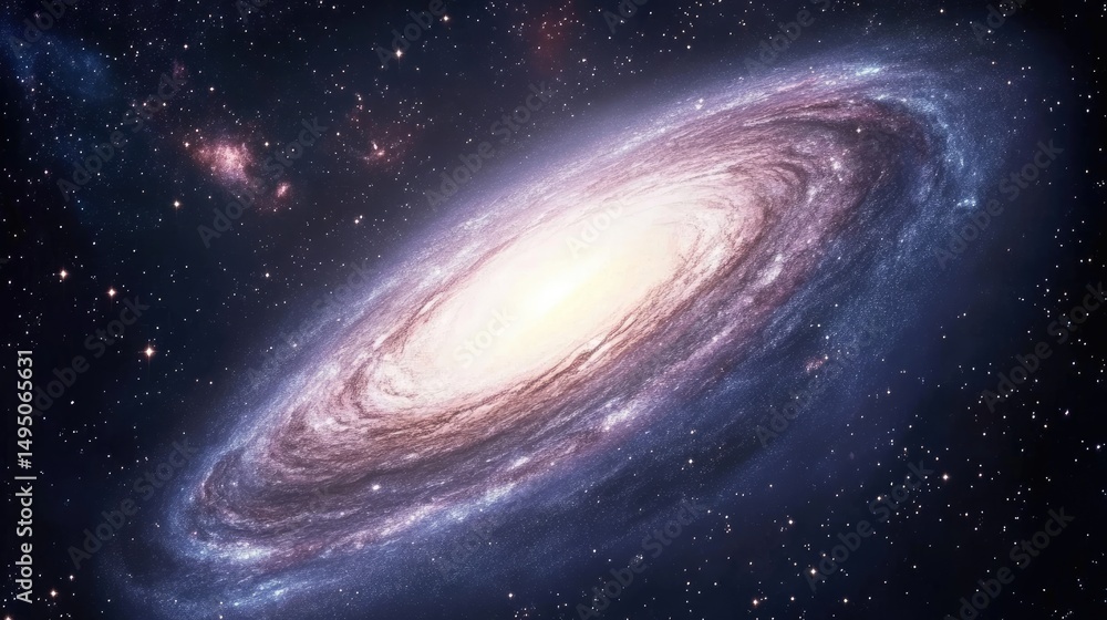 Fototapeta premium A stunning spiral galaxy, swirling with light and dust, set against a backdrop of distant stars