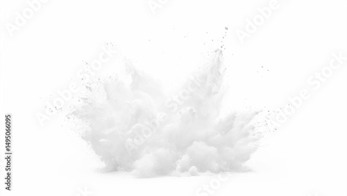 Vector white paint color powder festival explosion burst isolated white background. Abstract explosion white background.	

