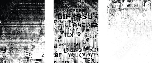 Glitch distorted geometric shape . Noise destroyed logo . Trendy defect error shapes . Glitched frame .Grunge textured . Distressed effect .Vector shapes with a halftone dots screen print texture.