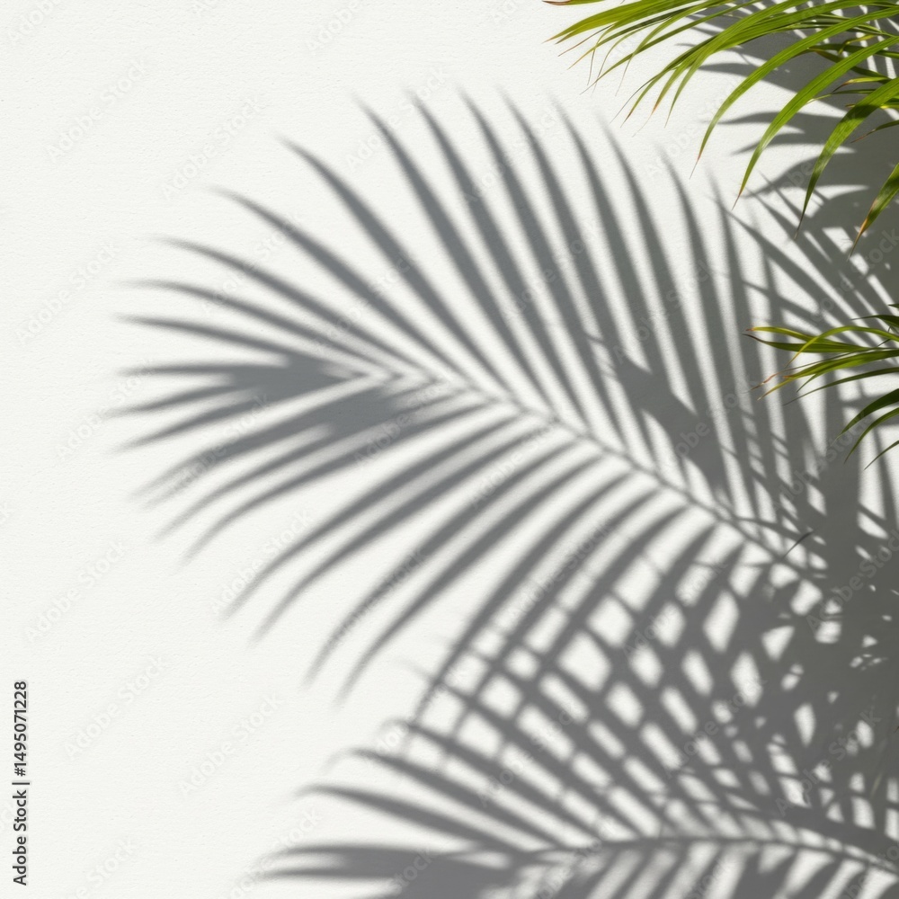 Obraz premium Palm Leaf Shadow on White Wall
