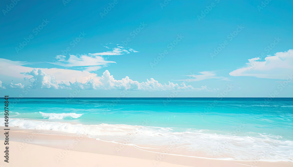 Obraz premium Serene Tropical Beach, Turquoise Ocean - Minimalist aesthetic