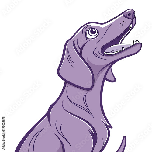 A skinny purple dog was barking and asking for food. Adobe Illustrator Artwork