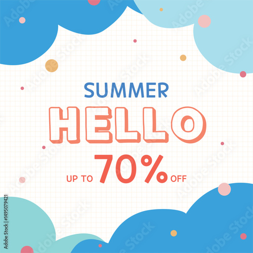 Summer discount sale advertising banner illustration
