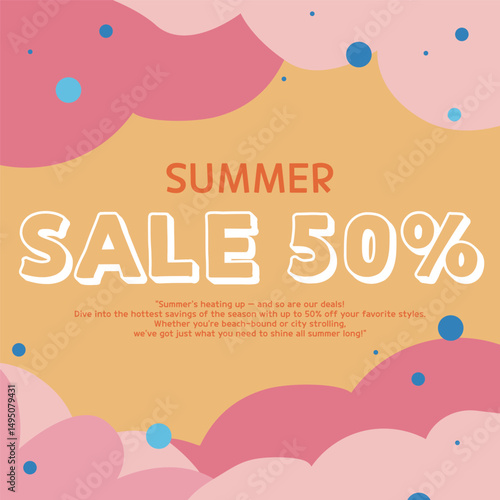 Summer discount sale advertising banner illustration