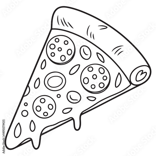 Pizza Slice Line Art Illustration