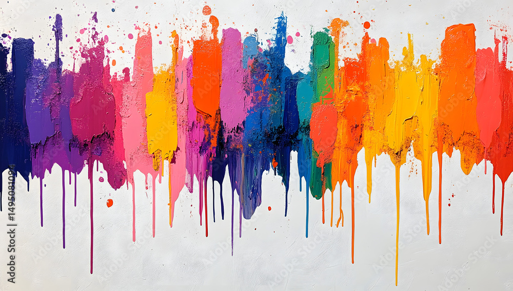 Fototapeta premium olorful of screen printing ink are dripping on white background