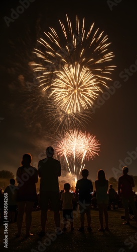 Crowd Watching Fireworks at Summer Festival
