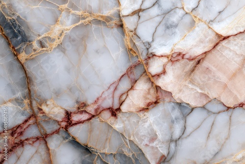 Luxury marble texture. Elegant pink, grey & gold veins. Ideal for interior design, wallpapers, and commercial projects. High resolution.