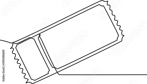 Continuous one line drawing cinema ticket. Vintage cinema ticket isolated, Vector illustration, Ticket Single Line Icon, Cinema tickets seamless texture for your background,