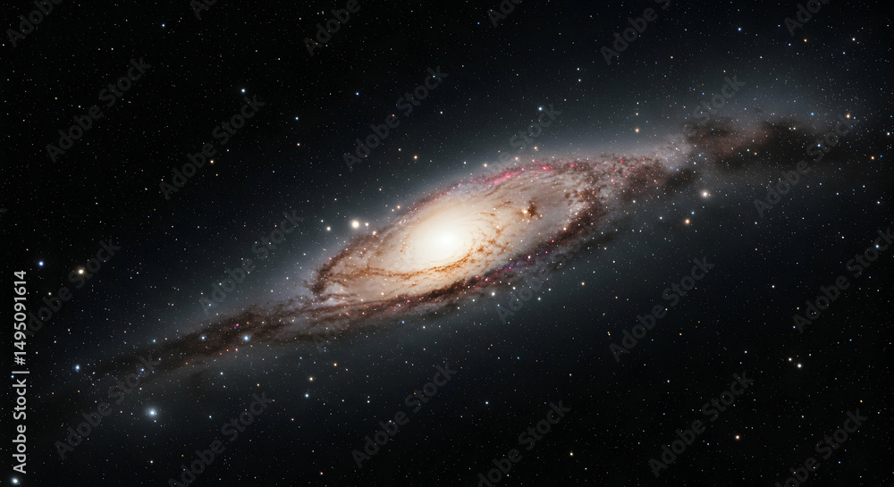Fototapeta premium Stunning Spiral Galaxy in Deep Space with Stars and Nebulae