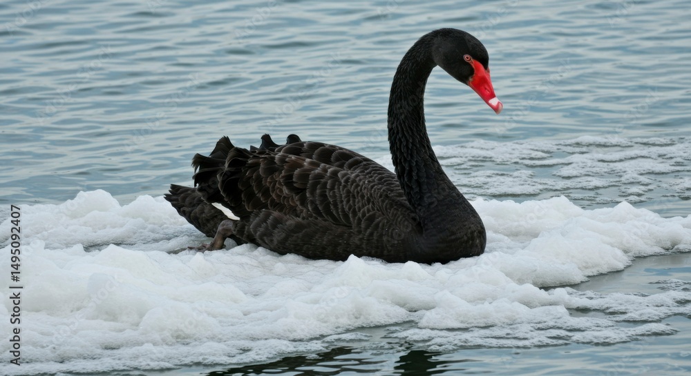 Obraz premium Black Swan on water
