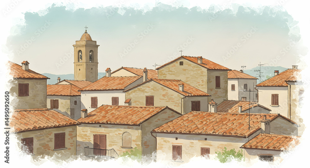 Charming Italian Village with Rustic Rooftops and Stone Houses Charming Italian Village with Rustic Rooftops and Stone Houses