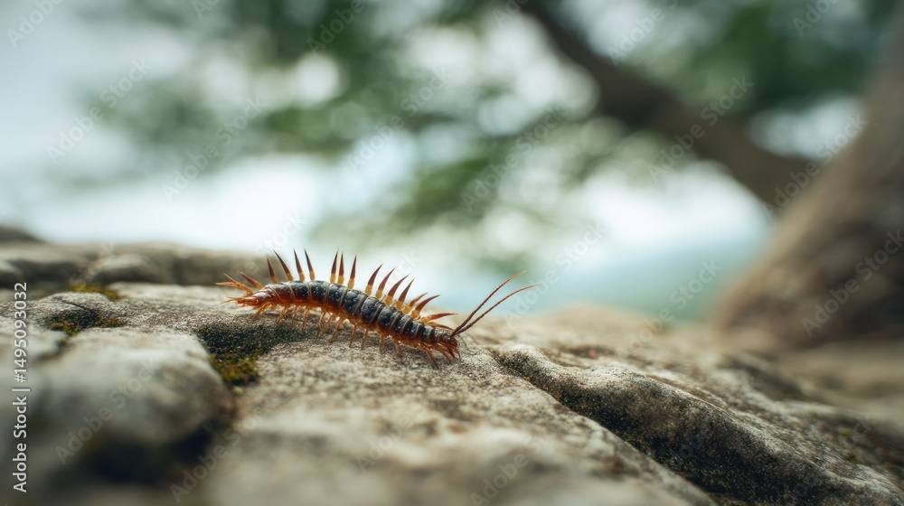 Obraz premium Centipede on rock