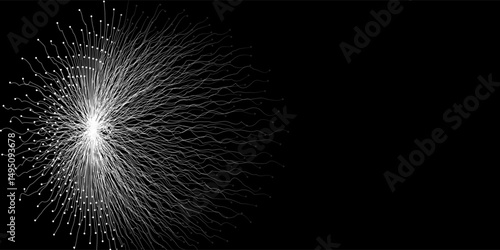 Curved narrow white traces or trails on black. vector