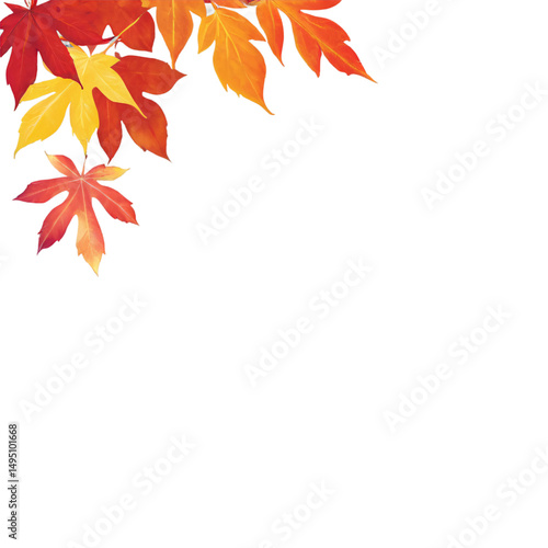 Autumn leaves corner design orange background