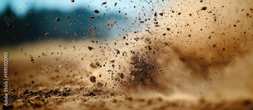 Dirt Particles Flying Upward in an Outdoor Setting