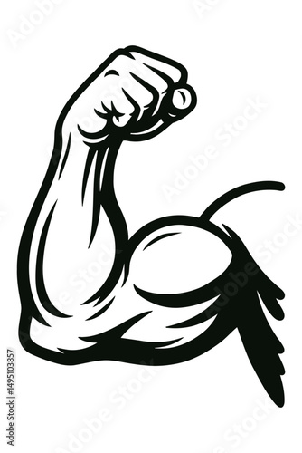 Biceps icon. Symbol of strength, health or bodybuilding. Pictogram of sport, tone or athlete.