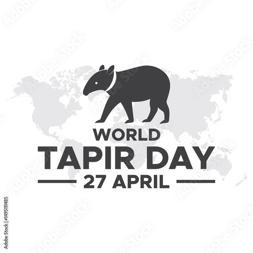vector graphic of world tapir day. world tapir day celebration. World Tapir day. April 27. Tapir line icon. Abstract line. Doodle. Flat design vector. flat design. flyer design.flat illustration.