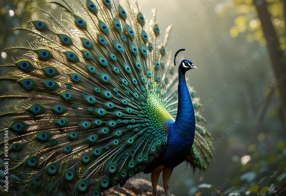 Obraz premium peacock with feathers out