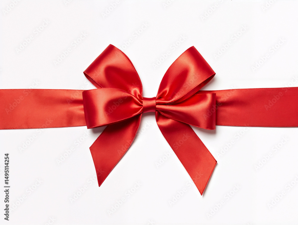Elegant red satin ribbon tied in a perfect bow on a white background — festive, classy, and gift-ready. Elegant red satin ribbon tied in a perfect bow on a white background — festive, classy, and gift-ready.