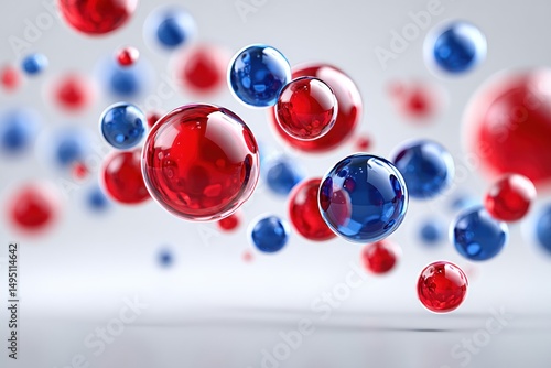 Abstract Red and Blue Spheres Floating in 3D Space Perfect for Technology or Science Backgrounds