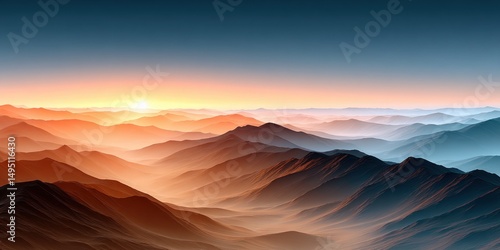Majestic Sunrise Over Rolling Mountains Scenic Landscape