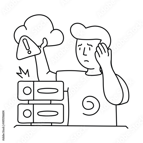 Server error vector outline illustrations. EPS 10 file