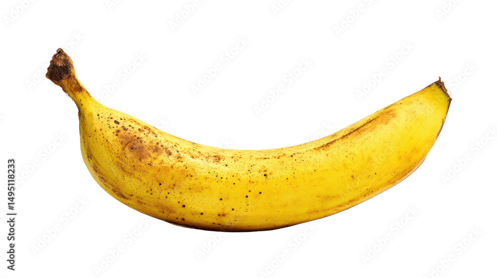 Ripe Banana: A close-up shot of a single, perfectly ripe banana, showcasing its vibrant yellow peel with natural speckles, ready to be enjoyed. Ripe Banana: A close-up shot of a single, perfectly ripe banana, showcasing its vibrant yellow peel with natural speckles, ready to be enjoyed.
