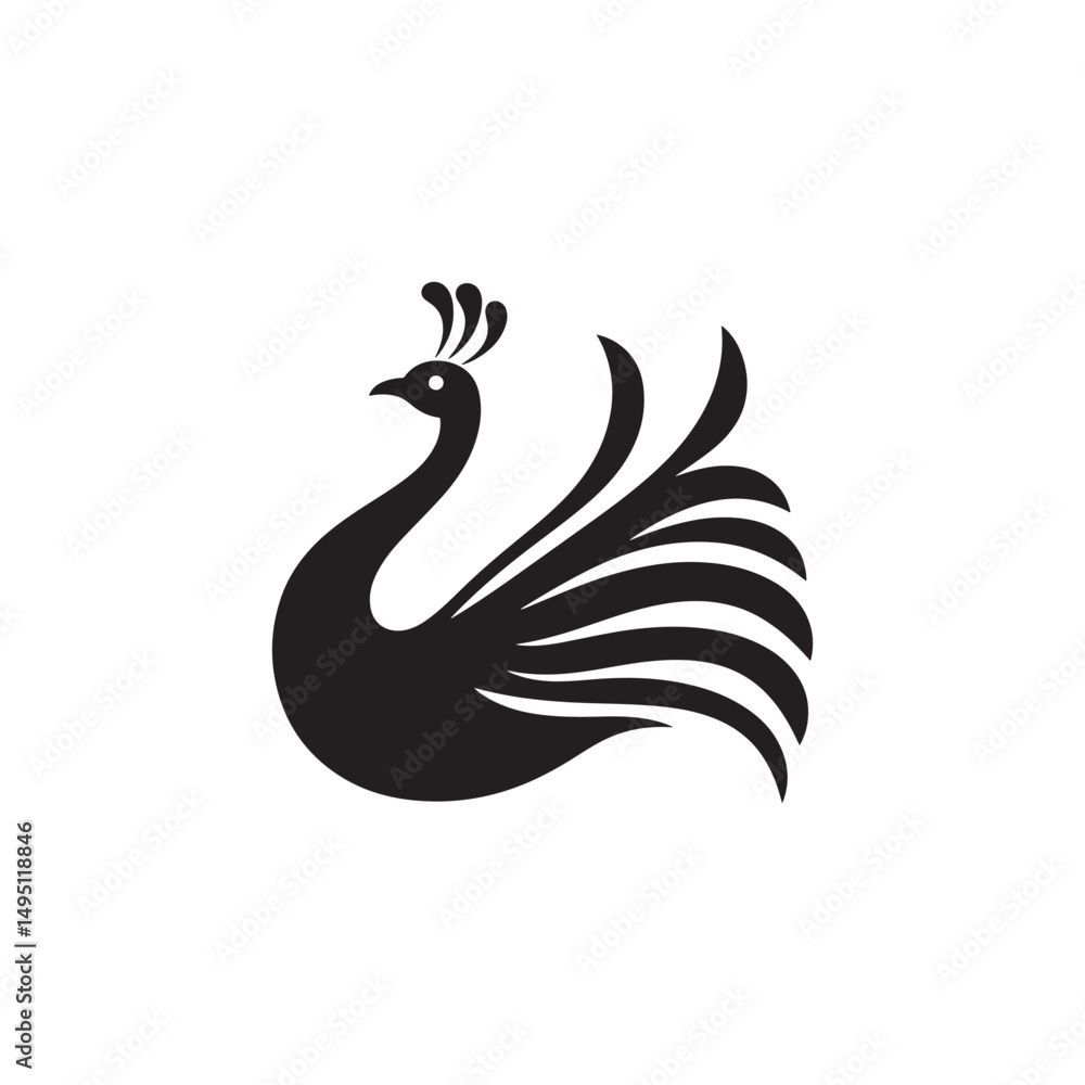 Fototapeta premium Elegant Peacock Silhouette Vector