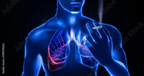 Wallpaper Mural Cigarette-related lung damage visualized, highlighting the direct path from smoking to lung cancer, tissue destruction, pulmonary disease, and fatal health outcomes associated with nicotine dependence Torontodigital.ca