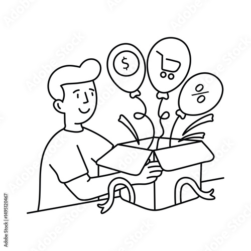 Gift hamper vector outline illustrations. EPS 10 file