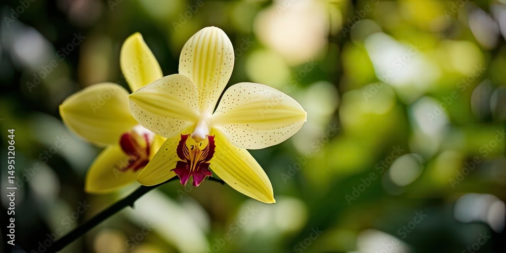 Fototapeta premium Colmanara Amazonas Orchid in Focus, Blurred Background