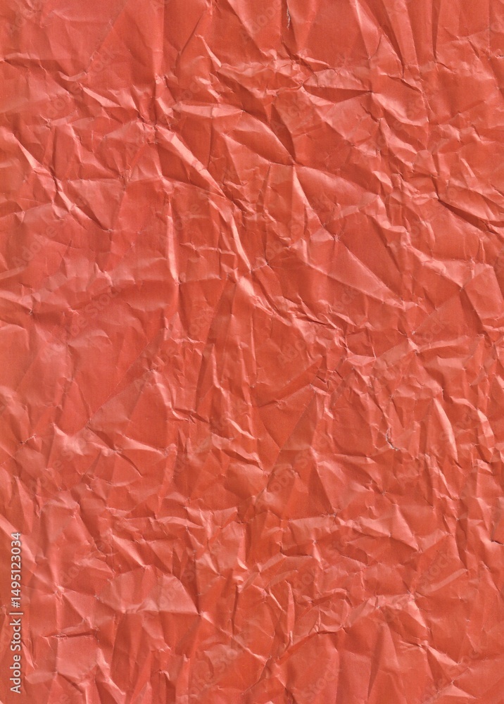 Fototapeta premium Red Crumpled Paper Sheet Texture