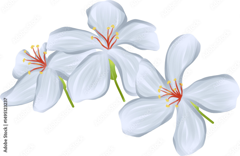Naklejka premium White Tung blossom flower illustration design