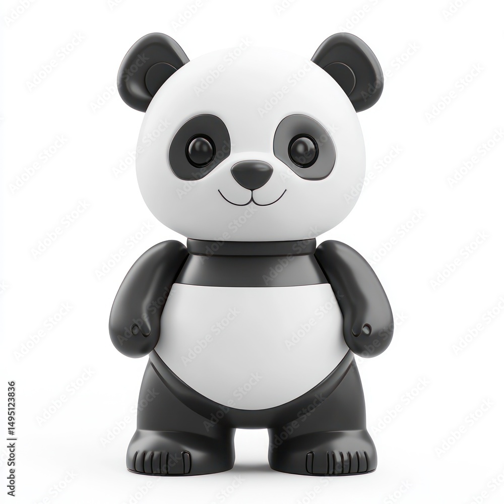 Naklejka premium Contrast and calmness in the design of a toy panda bear icon.