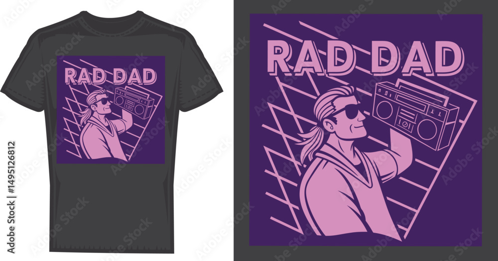 Naklejka premium Rad Dad T-shirt Design: Stylish t-shirt showcasing a cool 