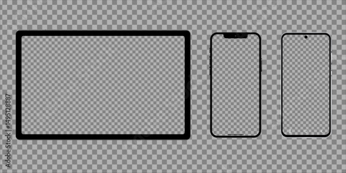 Device screen mockup. Smartphone, tablet, with blank screen for you design. vector illustration