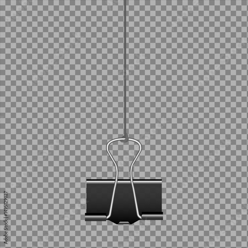 Realistic binder paper clip vector illustration on transparent background