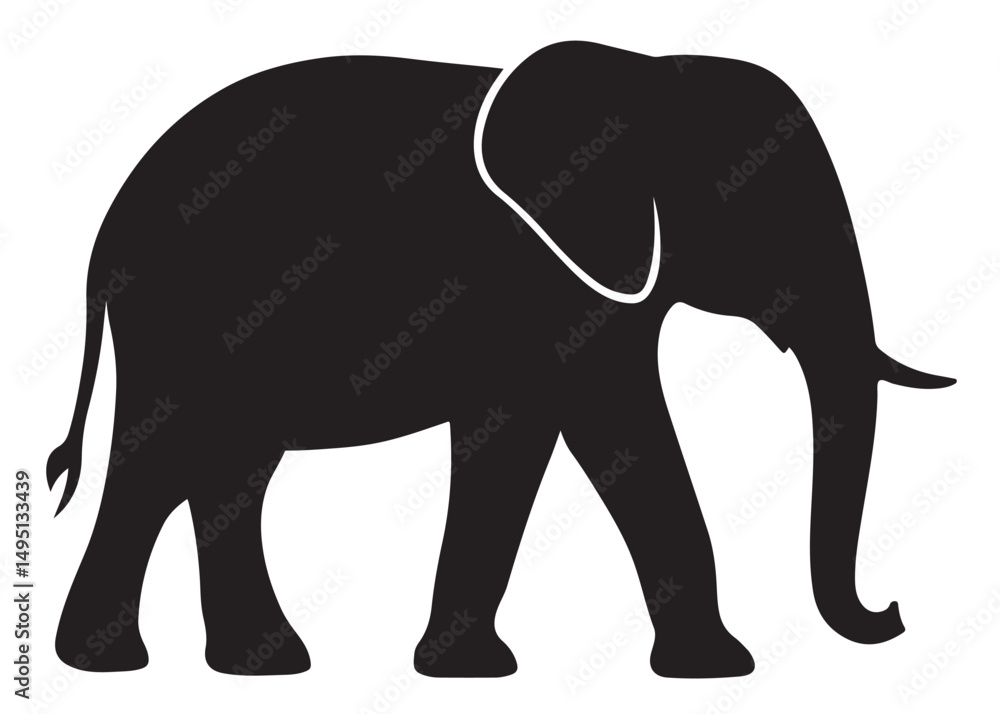 Fototapeta premium elephant wild animal logo silhouette vector, elephant icon logo silhouette, elephant silhouette vector illustration, african elephant silhouette vector isolated on white background