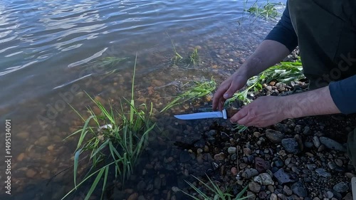 Wash the knife in the river