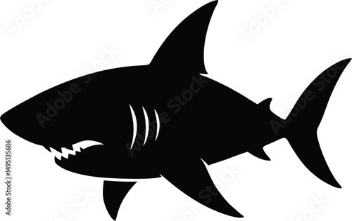 Bold and clean vector illustration of a shark silhouette, representing the iconic great white shark. 