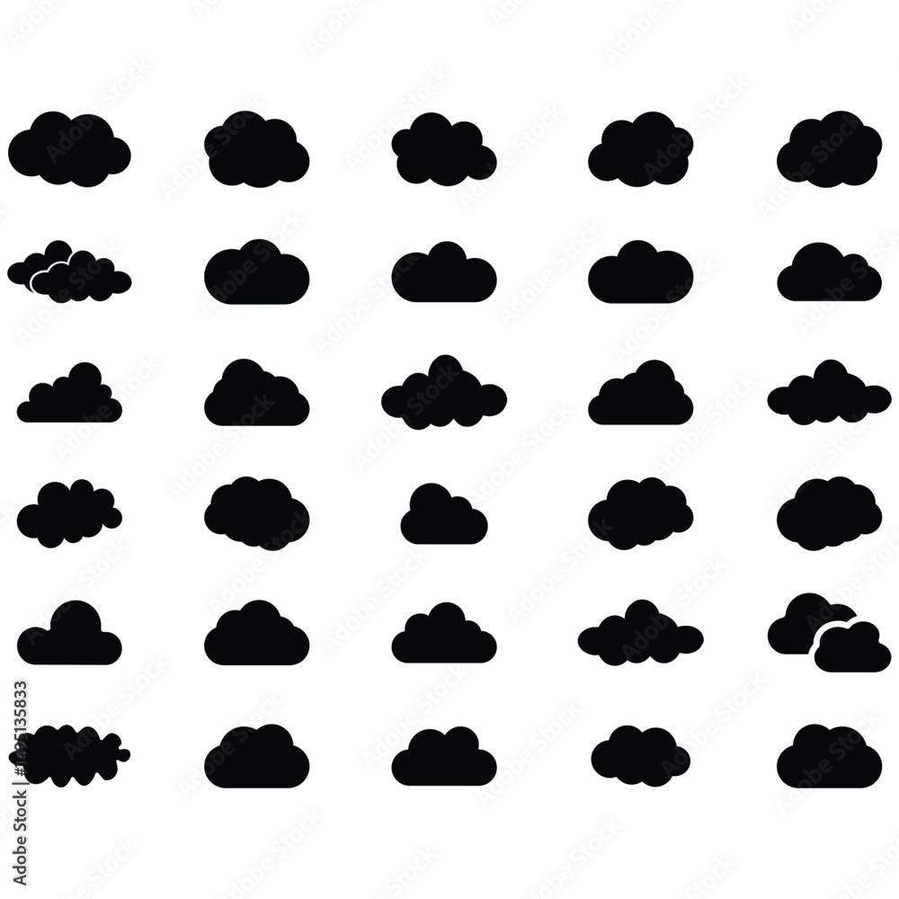 clouds icons shape , design and style in different forms clouds icons shape , design and style in different forms