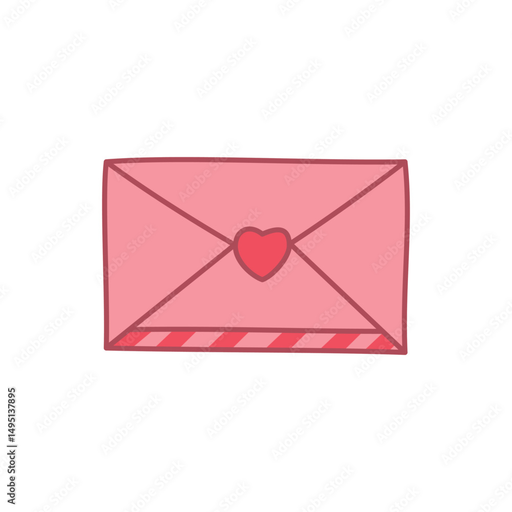 Adorable Hand-Drawn Pink Love Letter Envelope Adorable Hand-Drawn Pink Love Letter Envelope
