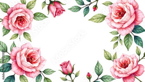 Delicate watercolor roses & leaves, repeating design, leaves, pretty