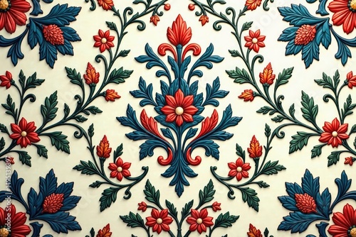 Elegant floral damask pattern, intricate design, flower, retro