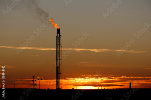 Natural Gas Flare in Permian Basin Texas