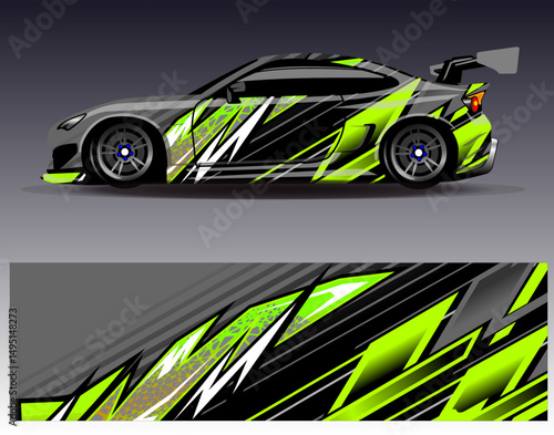 Car wrap design vector. Graphic abstract stripe racing background designs for vehicle, rally, race, adventure and car racing livery