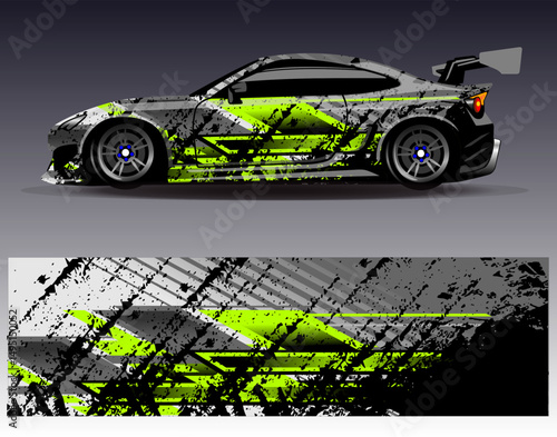 Car wrap design vector. Graphic abstract stripe racing background designs for vehicle, rally, race, adventure and car racing livery
