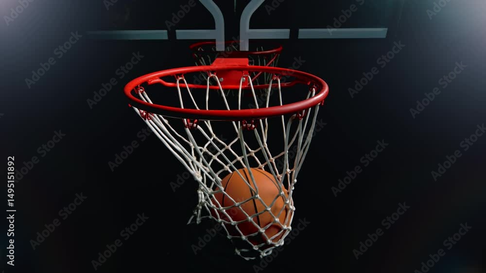 Super Slow Motion of Basketball Ball Going Through Hoop Net at 1000fps. Super Slow Motion of Basketball Ball Going Through Hoop Net at 1000fps.